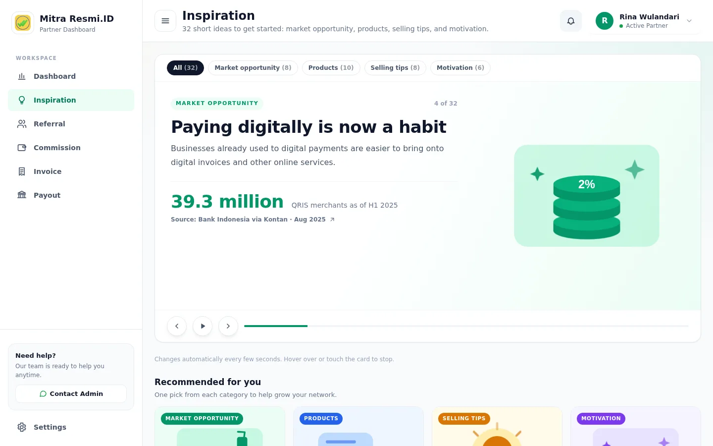 Screenshot of Inspiration — Inspiration carousel